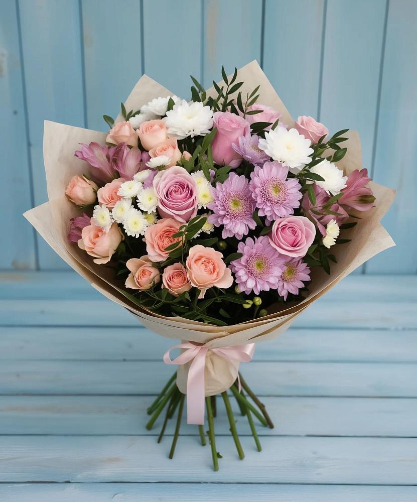 Букет цветов из: Хризантемы, Розы и Альстромерии в Массандре