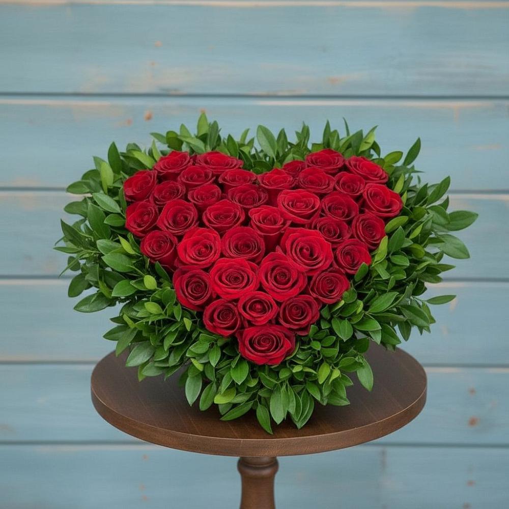 Цветочная композиция из Розы в виде сердца в Массандре