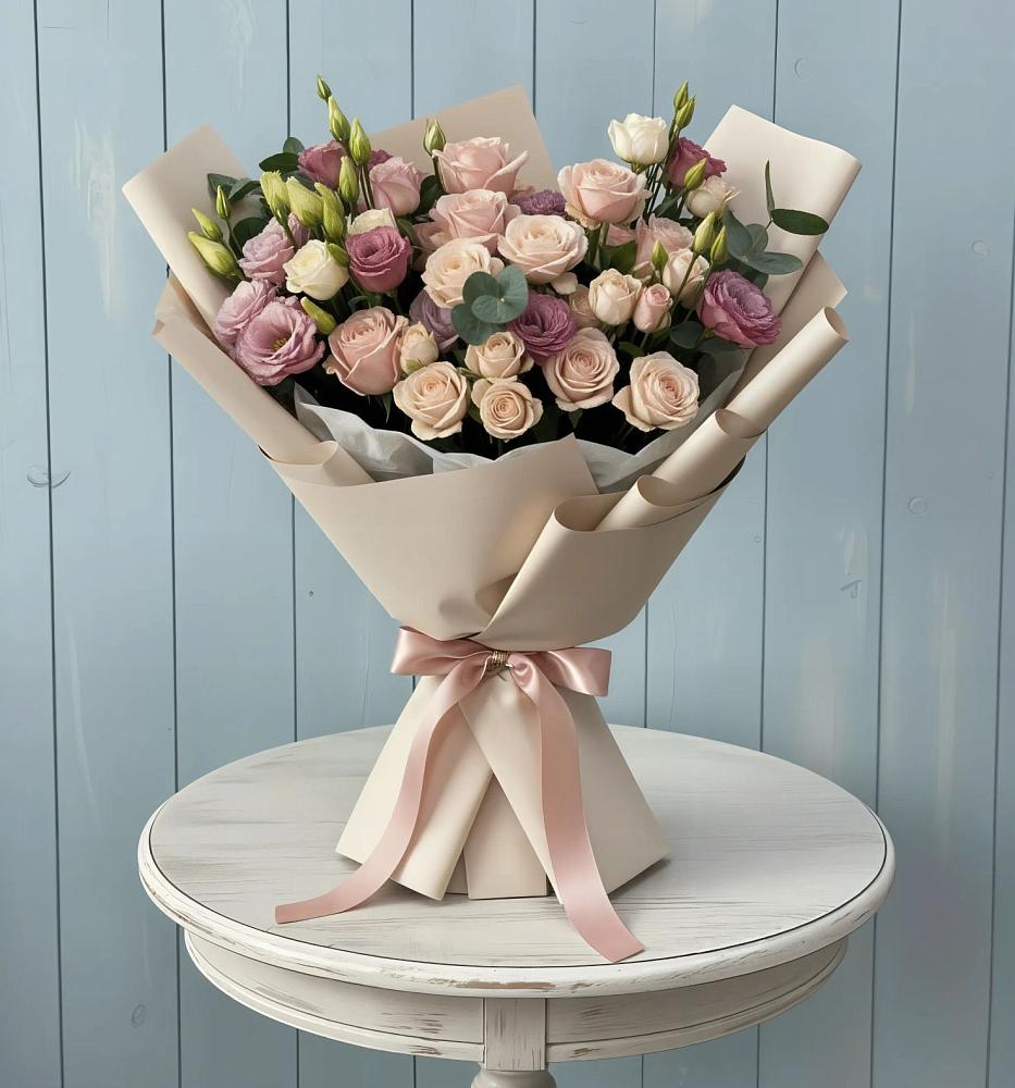 Букет цветов из: Розы и Лизиантусы в Массандре